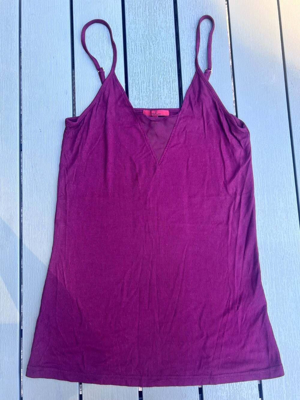 Red by BKE Burgundy Ribbed Cami Tank Top Adjustable Straps Women's Medium